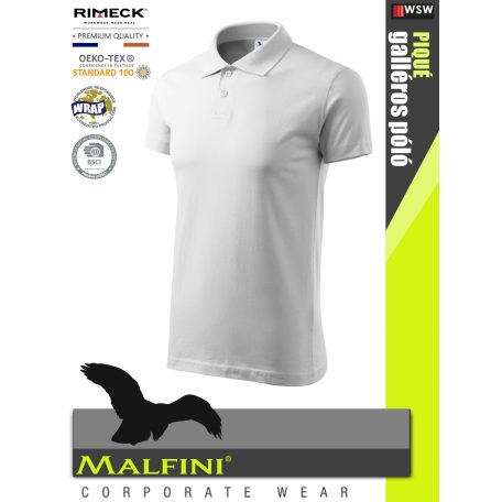 Malfini SINGLE JERSEY WHITE 100% pamut prémium póló 180 g/m2 - munkaruha