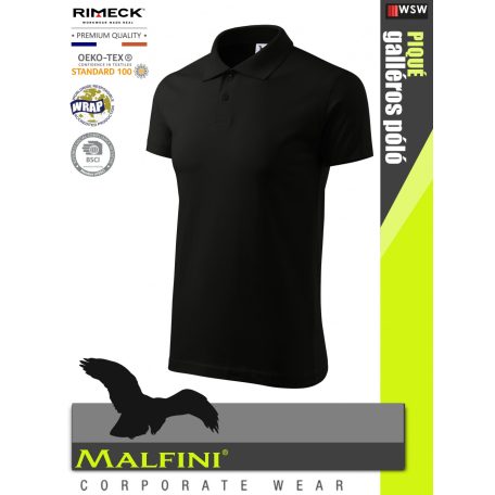 Malfini SINGLE JERSEY BLACK 100% pamut prémium póló 180 g/m2 - munkaruha