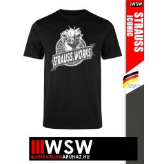   .Engelbert Strauss WORKS BLACK pamut stretch környkas póló - munkaruha