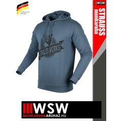   .Engelbert Strauss ICONIC OXIDBLUE STRAUSS WORKS pamut stretch kapucnis pulóver - munkaruha