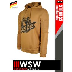   .Engelbert Strauss ICONIC ALMOND STRAUSS WORKS pamut stretch kapucnis pulóver - munkaruha