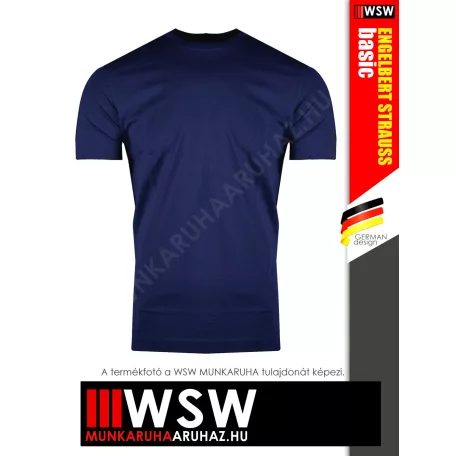 .Engelbert Strauss COTTON STRETCH NAVY férfi prémium pamut zsebes munkapóló - 180 g/m²