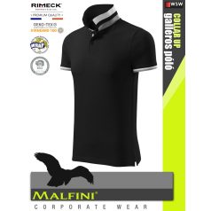   Malfini COLLAR UP BLACK 100% pamut prémium póló 215 g/m2 - munkaruha