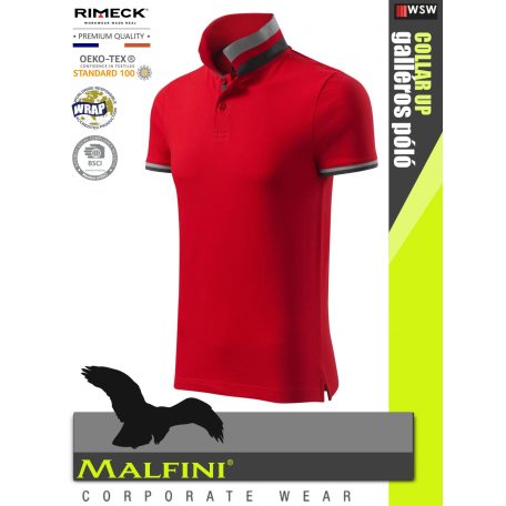 Malfini COLLAR UP F1RED 100% pamut prémium póló 215 g/m2 - munkaruha