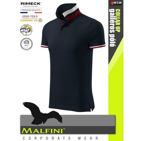 Malfini COLLAR UP NAVY 100% pamut prémium póló 215 g/m2 - munkaruha