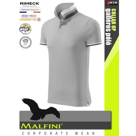 Malfini COLLAR UP SILVER 100% pamut prémium póló 215 g/m2 - munkaruha