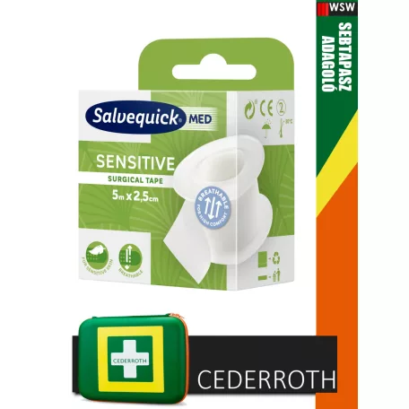 Cederroth SALVEQUICK sebészeti ragtapasz érzékeny bőrre 2.5 cm x 5 m fehér - elsősegély felszerelés