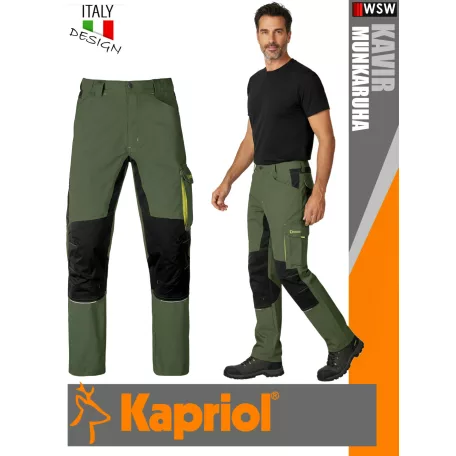 Kapriol KAVIR OLIVE technikai erősített slimfitt munkanadrág - munkaruha