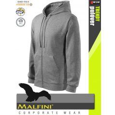   Malfini TRENDY ZIPPER HEATHERDARKGREY strech férfi kapucnis pulóver - munkaruha