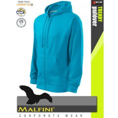   Malfini TRENDY ZIPPER TURQUISE strech férfi kapucnis pulóver - munkaruha