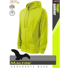   Malfini TRENDY ZIPPER LIME strech férfi kapucnis pulóver - munkaruha