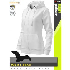   Malfini TRENDY ZIPPER WHITE strech női kapucnis pulóver - munkaruha