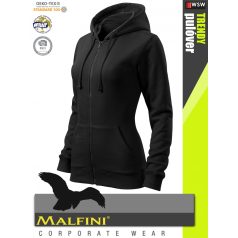   Malfini TRENDY ZIPPER BLACK strech női kapucnis pulóver - munkaruha