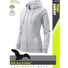   Malfini TRENDY ZIPPER HEATHERGREY strech női kapucnis pulóver - munkaruha