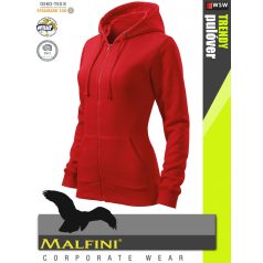   Malfini TRENDY ZIPPER RED strech női kapucnis pulóver - munkaruha