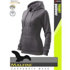   Malfini TRENDY ZIPPER STEELGREY strech női kapucnis pulóver - munkaruha