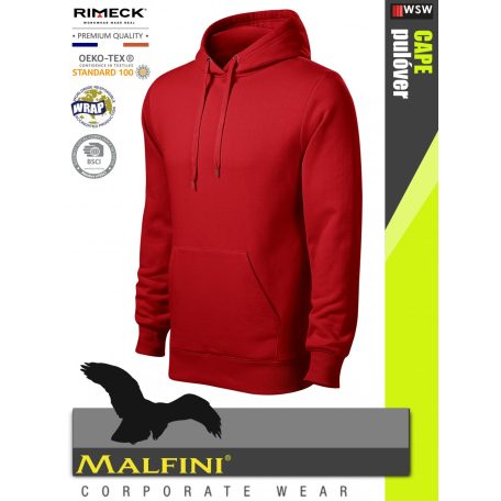 Malfini CAPE RED strech férfi kapucnis pulóver - munkaruha