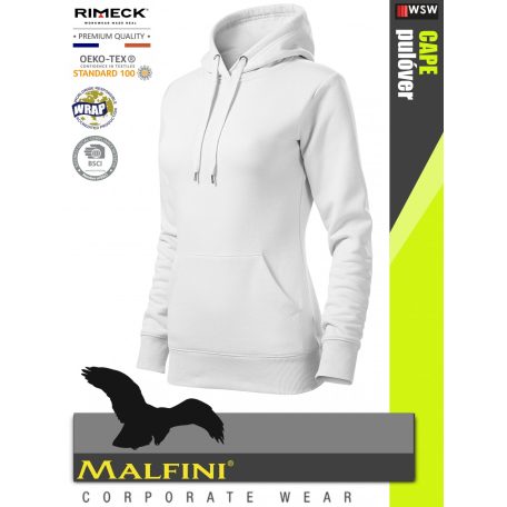 Malfini CAPE WHITE strech női kapucnis pulóver - munkaruha
