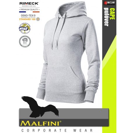 Malfini CAPE HEATHERGREY strech női kapucnis pulóver - munkaruha