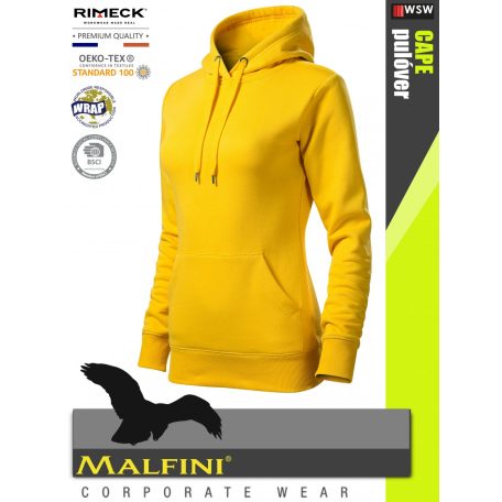 Malfini CAPE YELLOW strech női kapucnis pulóver - munkaruha