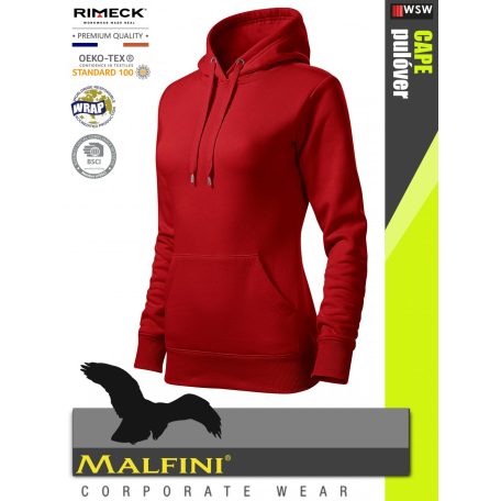 Malfini CAPE RED strech női kapucnis pulóver - munkaruha