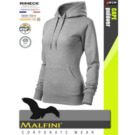 Malfini CAPE HEATHERDARKGREY strech női kapucnis pulóver - munkaruha