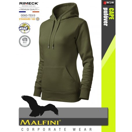 Malfini CAPE MILITARY strech női kapucnis pulóver - munkaruha