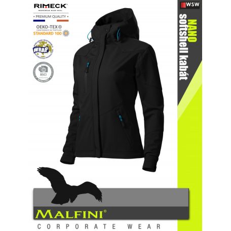 Malfini NANO BLACK prémium női technikai softshell kabát - munkaruha