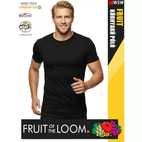 Fruit of the Loom VALUEWEIGHT BLACK pamut férfi póló - 165g/m2
