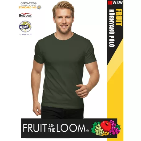 Fruit of the Loom VALUEWEIGHT BOTTLEGREEN pamut férfi póló - 165g/m2