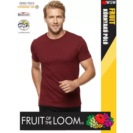 Fruit of the Loom VALUEWEIGHT BRICKRED pamut férfi póló - 165g/m2