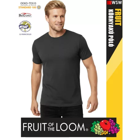 Fruit of the Loom VALUEWEIGHT DARKHEATHERGREY pamutgazdag férfi póló - 165g/m2