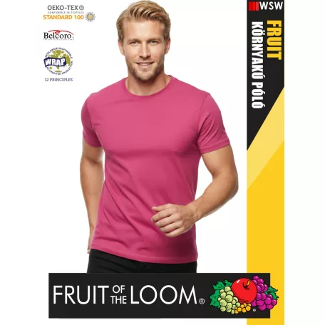 Fruit of the Loom VALUEWEIGHT FUCHSIA pamut férfi póló - 165g/m2
