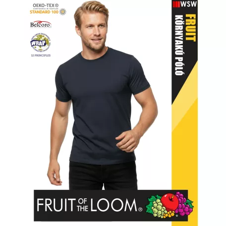 Fruit of the Loom VALUEWEIGHT HEATHERNAVY pamutgazdag férfi póló - 165g/m2
