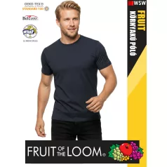   Fruit of the Loom VALUEWEIGHT HEATHERNAVY pamutgazdag férfi póló - 165g/m2