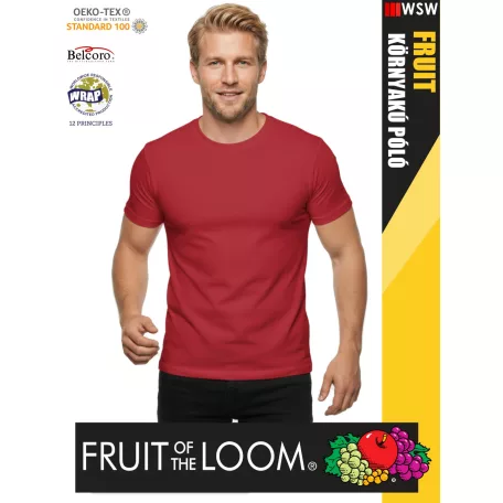 Fruit of the Loom VALUEWEIGHT RED pamut férfi póló - 165g/m2