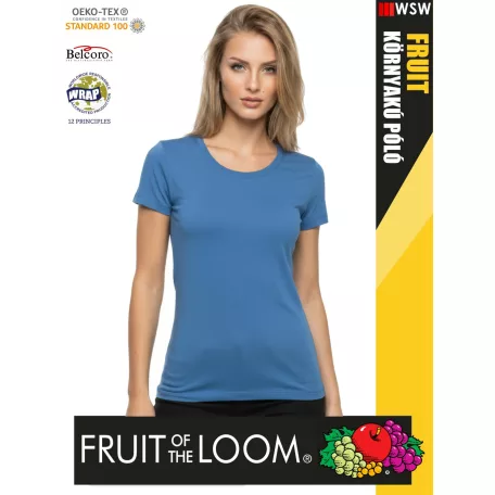 Fruit of the Loom VALUEWEIGHT AZUREBLUE pamut női póló - 165g/m2