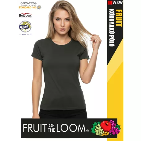 Fruit of the Loom VALUEWEIGHT BOTTLEGREEN pamut női póló - 165g/m2