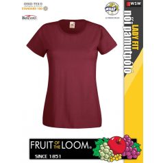   Fruit of the Loom VALUEWEIGHT BURGUNDY pamut női póló - 165g/m2