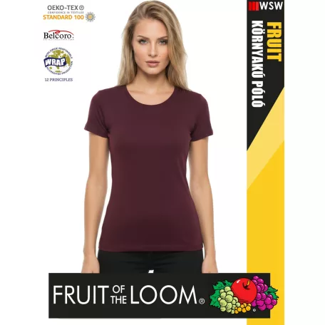 Fruit of the Loom VALUEWEIGHT BURGUNDY pamut női póló - 165g/m2