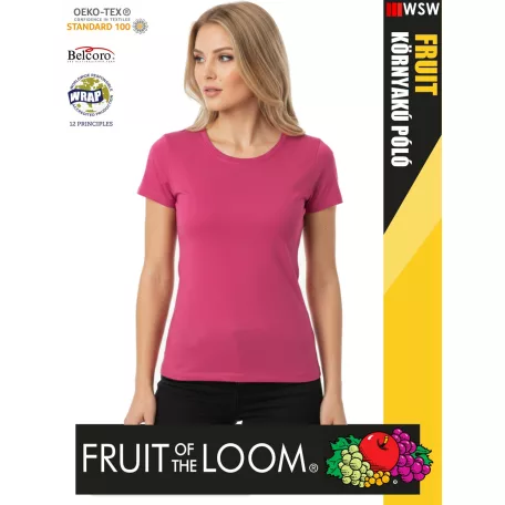 Fruit of the Loom VALUEWEIGHT FUCHSIA pamut női póló - 165g/m2