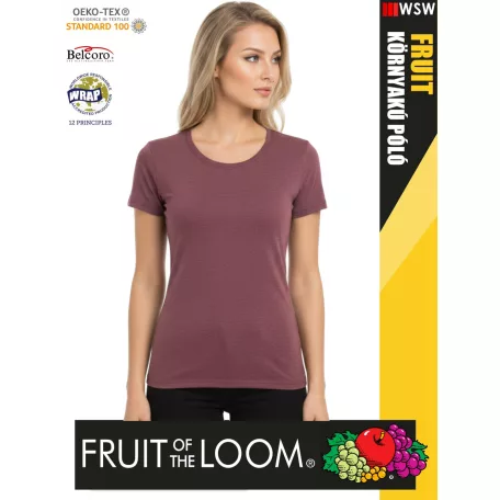 Fruit of the Loom VALUEWEIGHT HEATHERBURGUNDY pamutgazdag női póló - 165g/m2