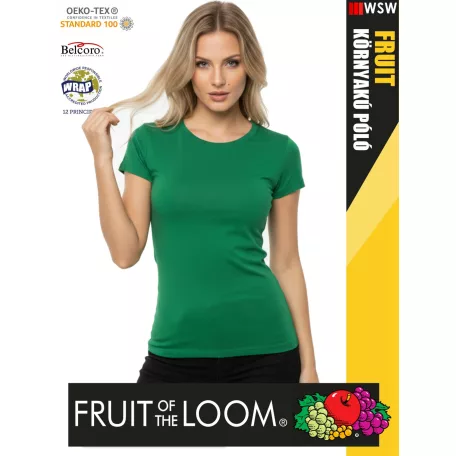 Fruit of the Loom VALUEWEIGHT KELLYGREEN pamut női póló - 165g/m2