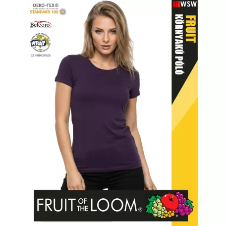 Fruit of the Loom VALUEWEIGHT PURPLE pamut női póló - 165g/m2