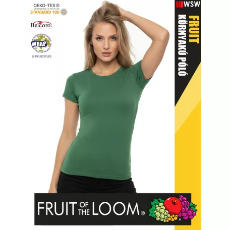 Fruit of the Loom VALUEWEIGHT RETROHEATHERGREEN pamutgazdag női póló - 165g/m2