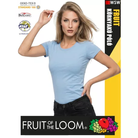 Fruit of the Loom VALUEWEIGHT SKYBLUE pamut női póló - 165g/m2