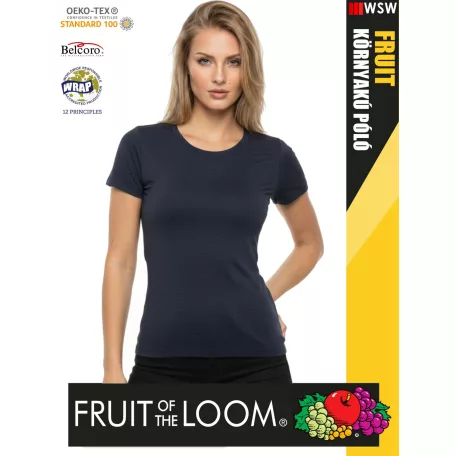 Fruit of the Loom VALUEWEIGHT VINTAGEHEATHERNAVY pamutgazdag női póló - 165g/m2
