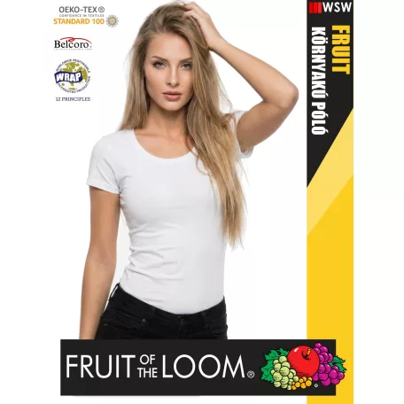 Fruit of the Loom VALUEWEIGHT WHITE pamut női póló - 165g/m2