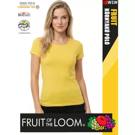Fruit of the Loom VALUEWEIGHT YELLOW pamut női póló - 165g/m2