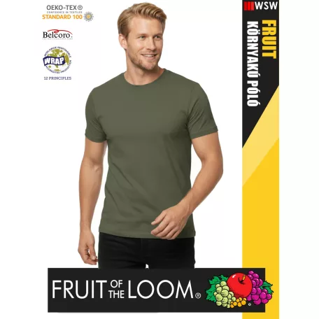 Fruit of the Loom ICONIC 150 CLASSICOLIVE finompamut férfi póló - 150g/m2